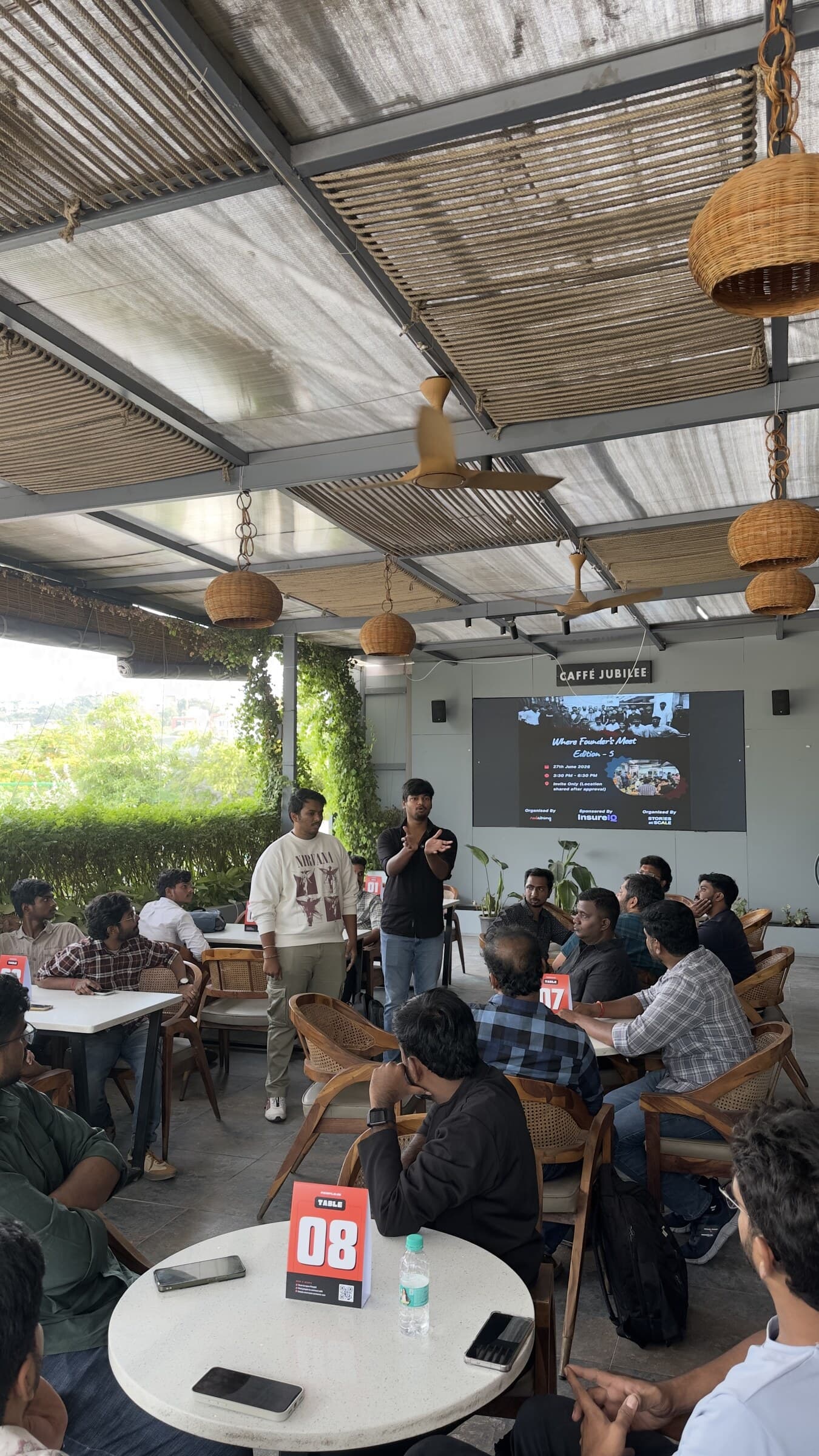 A founder speaking to a room
