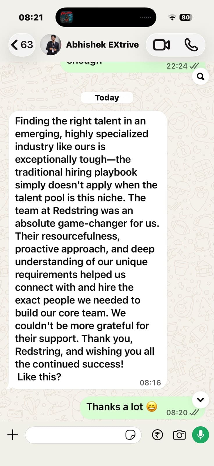 Testimonial from Abhishek