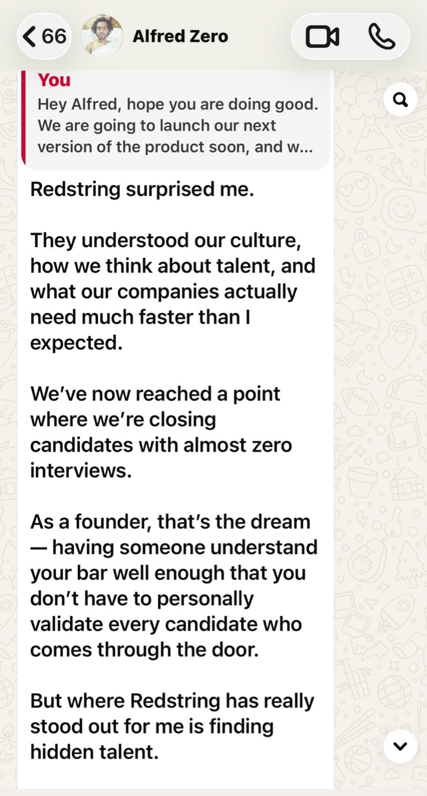 Testimonial from Alfred